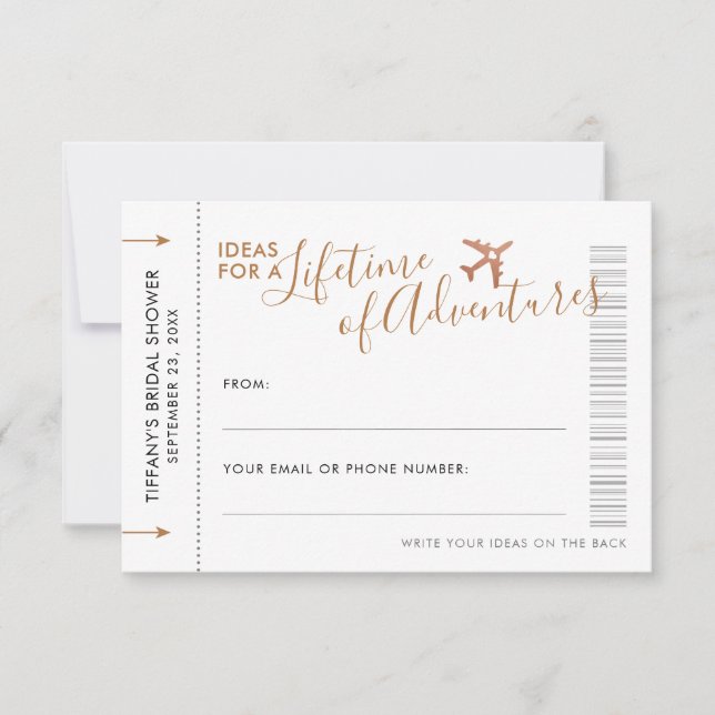Travel Idea Advice Card Wedding Shower Date Night  (Front)