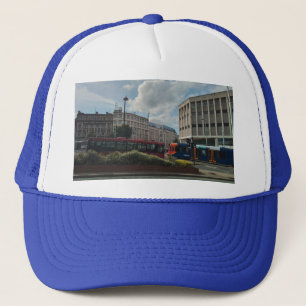 Travel in the city, trams and buses trucker hat