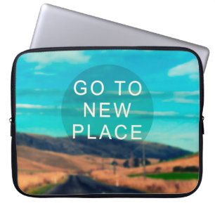 Travel inspiration quote - Go to new place. Retro Laptop Sleeve