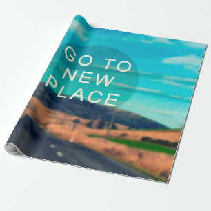 Travel inspiration quote - Go to new place. Retro Wrapping Paper