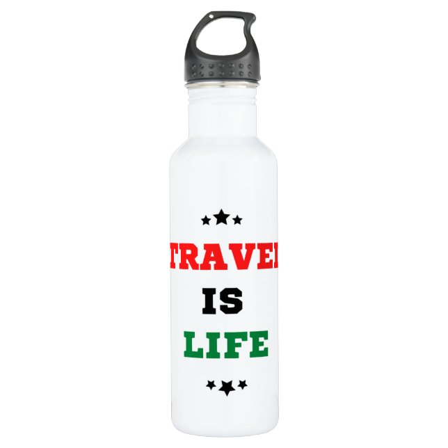 Travel Is Life Water Bottle (Front)