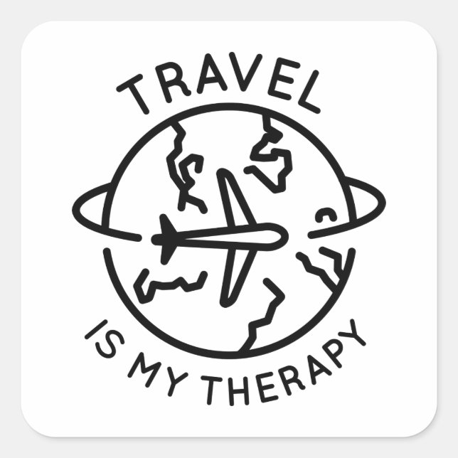 Travel Is My Therapy Square Sticker (Front)