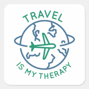 Travel Is My Therapy Square Sticker
