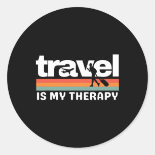 Travel Is My Therapy Travelling Lover Funny Family Classic Round Sticker