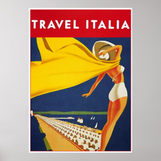 Travel Italia, Vintage Travel Poster