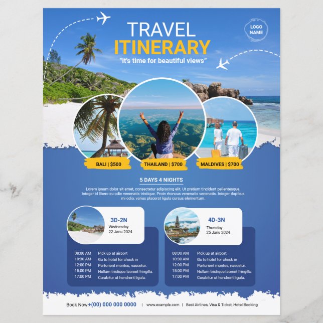 Travel Itinerary Flyer Template (Front)