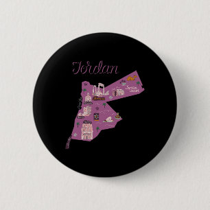 Travel Jordan Map Amman Petra Dead Sea Family Vaca 6 Cm Round Badge