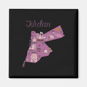 Travel Jordan Map Amman Petra Dead Sea Family Vaca Magnet