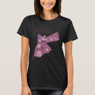 Travel Jordan Map Amman Petra Dead Sea Family Vaca T-Shirt