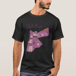 Travel Jordan Map Amman Petra Dead Sea Family Vaca T-Shirt