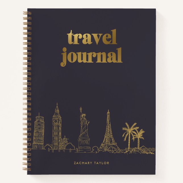 Travel Journal | Famous World Landmarks Indigo Blu (Front)