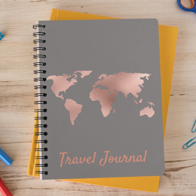 Travel Journal Pretty Rose Gold Map Foil (Creator Uploaded)