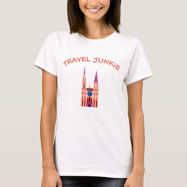 Travel Junkie Cathedral T-Shirt (Front)