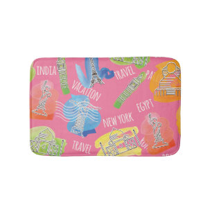 Travel Locations Pattern Bath Mat