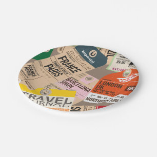 Travel Locations Pattern Paper Plate