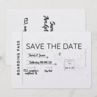 travel lover save the date boarding pass