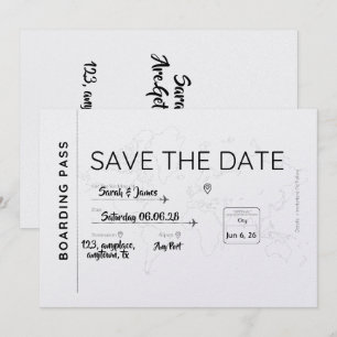travel lover save the date boarding pass