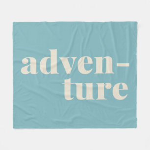Travel Lovers Adventure Text Soft Teal Blue Retro Fleece Blanket