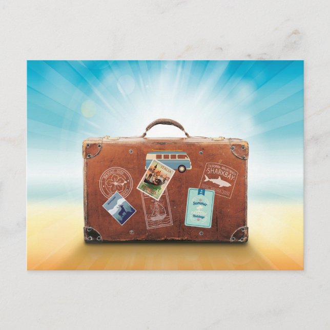 Travel Luggage, vintage Italia poster, Postcard (Front)