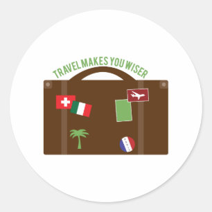 Travel Makes Wiser Classic Round Sticker
