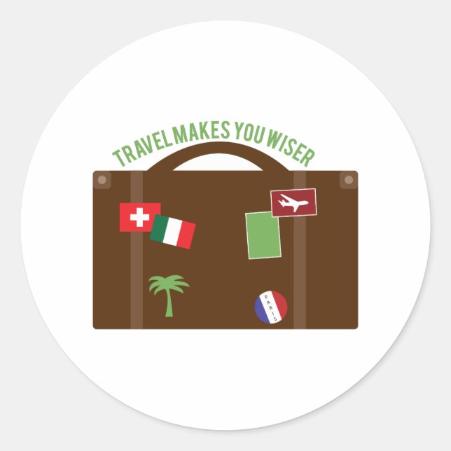 Travel Makes Wiser Classic Round Sticker (Front)