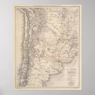 Travel Map of Dr V Martin de Moussy Poster