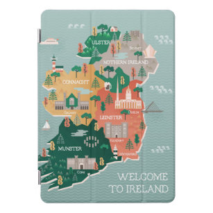 Travel Map of Ireland   Landmarks & Cities iPad Pro Cover