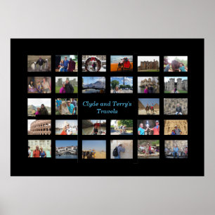 Travel Memories Collage 36 X 24 Black Background  Poster
