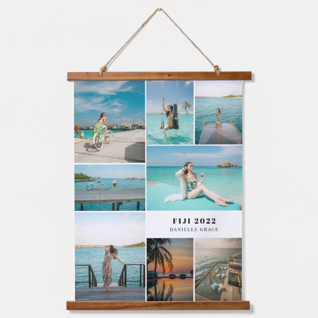 Travel Memories Editable Colour Photo Wall Tapestr Hanging Tapestry (Front)