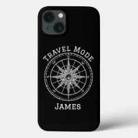 Travel Mode Typography,Vintage Compass,Minimalist