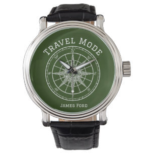 Travel Mode Typography,Vintage Compass,Minimalist  Watch