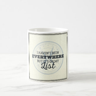 Travel more compass stamp motivational quote coffee mug