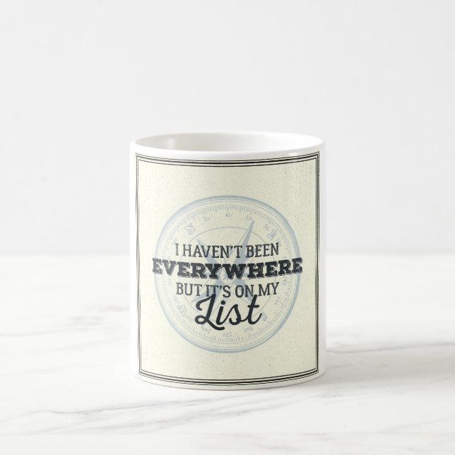 Travel more compass stamp motivational quote coffee mug (Center)