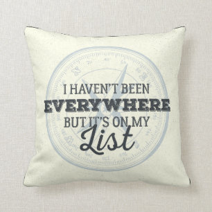 Travel more compass stamp motivational quote cushion