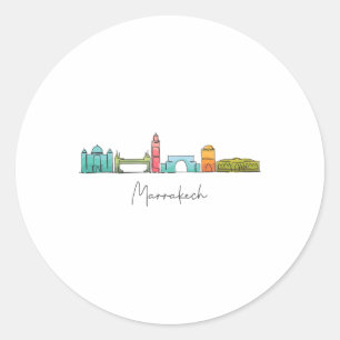 Travel Morocco Map Marrakesh Casablanca Tanjier Fe Classic Round Sticker