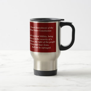 Travel Mug, 2nd Amendment, Red, Left handed Travel Mug