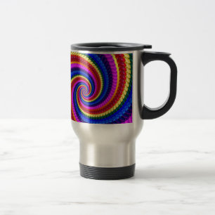 Travel Mug - Rainbow Swirl Fractal Pattern