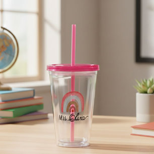 travel mug - travel vase - rainbow - personalized  acrylic tumbler