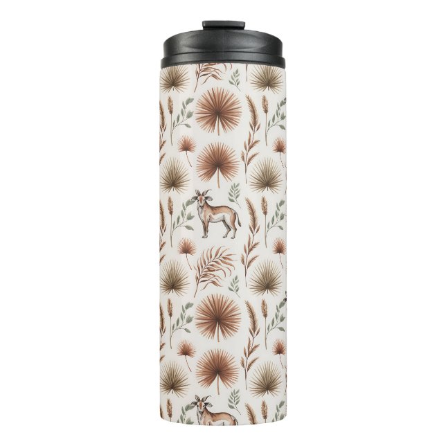 Travel mug with a pattern of brown and green (Front)