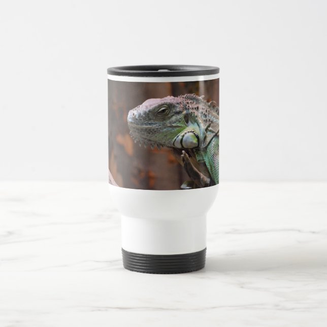Travel Mug with colourful Iguana lizard (Center)