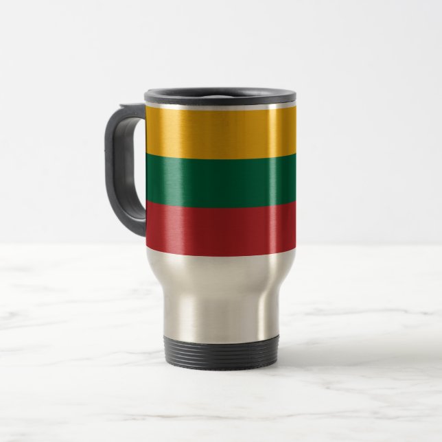 Travel Mug with Flag of Lithuania (Front Left)