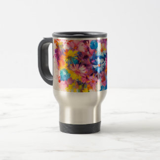 Travel Mug with Flowers Pattern