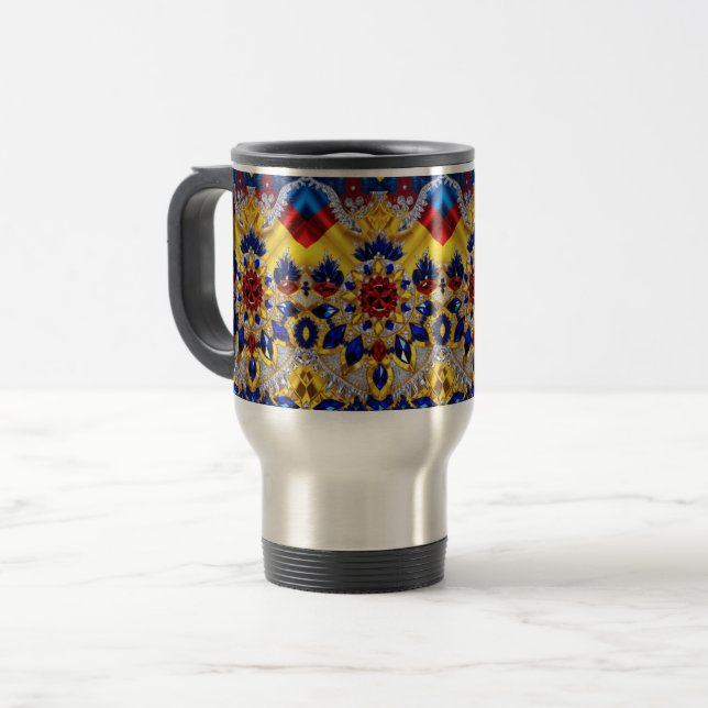 Travel Mug with Romanian Colours Design (Front Left)