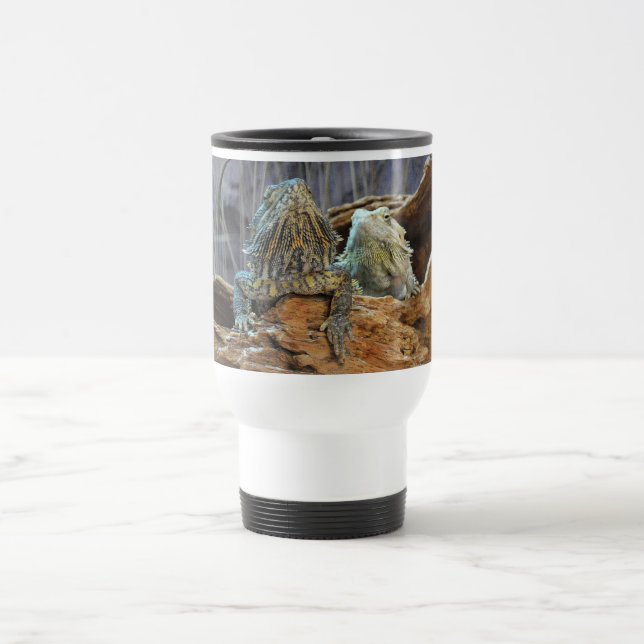 Travel Mug with two curious lizards (Center)