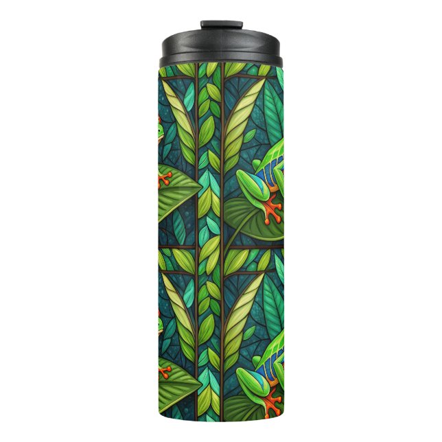 Travel mug with vibrant rainforest design  (Front)