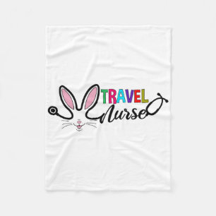 Travel Nurse Bunny Easter Stethoscope Travel Nursi Fleece Blanket