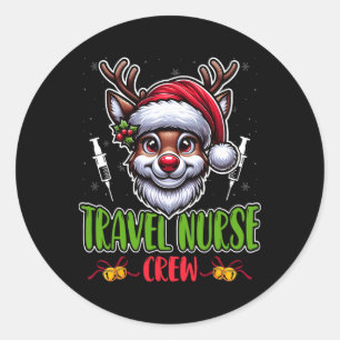 Travel Nurse Crew Santa Hat Christmas Travelling N Classic Round Sticker