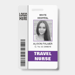 Travel nurse logo photo ID template purple Badge