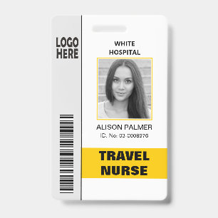 Travel nurse logo photo ID template yellow Badge