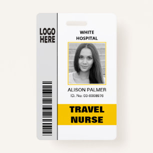 Travel nurse logo photo ID template yellow ID Badge